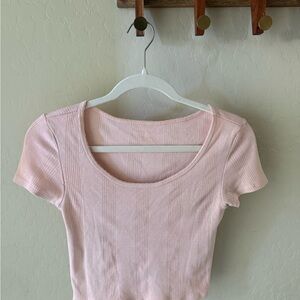 American Eagle Outfitters Light Pink Ribbed Tee